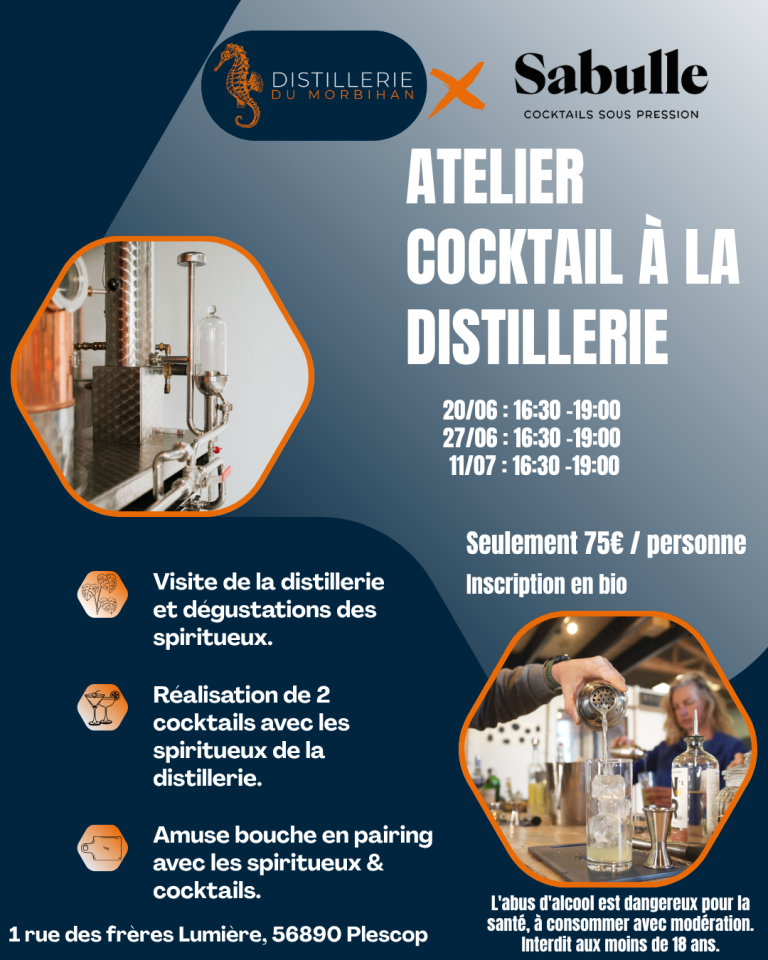 affiche d'un atelier cocktail dans une distillerie de gin